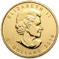 Canadian Maple Leaf 0.1 oz reverse